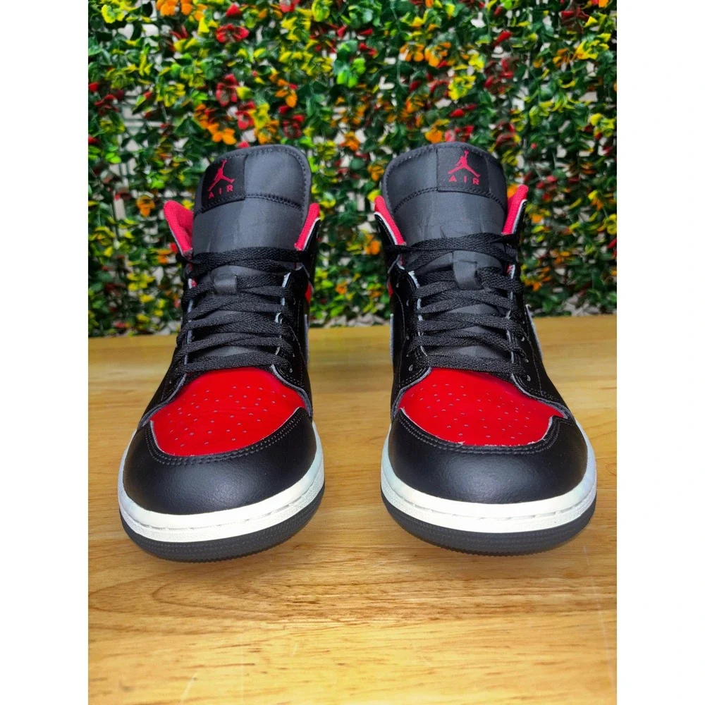 Air Jordan 1 Mid Bred Black Gym Red White DQ8426-067 Mens Size 12 Sneaker Shoes